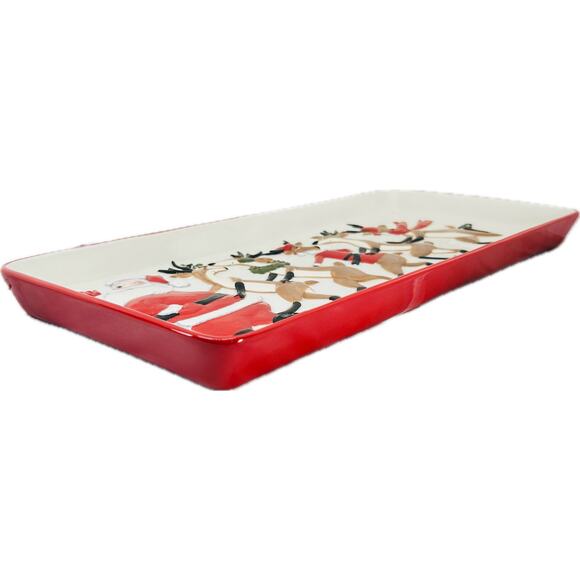 Department 56 Skating Santa & Reindeer Ceramic Tray NWT 56.91986 Retired - Picture 6 of 9